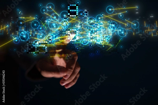 Fototapeta Touch screen technology. Future modern touch screen technology