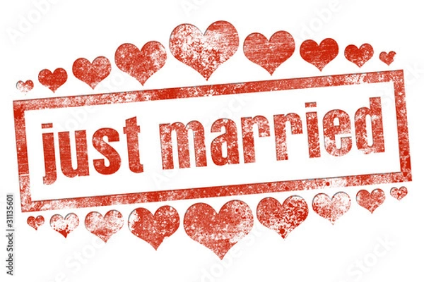 Fototapeta just married button