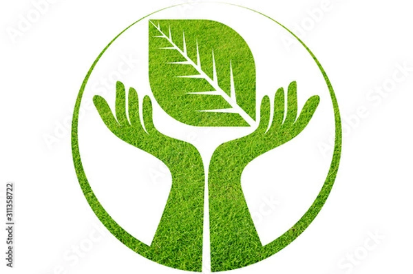 Obraz grass emboss hand leaf logo