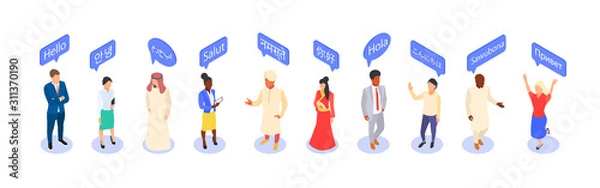 Fototapeta Multilingual greeting. Hello in different languages of the world. The concept of international relations, the diversity of cultures and native speakers.