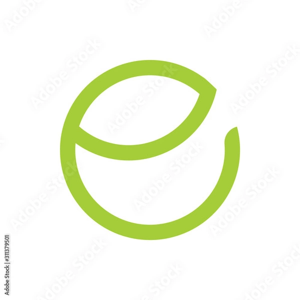 Fototapeta letter e leaf circle geometric line logo vector