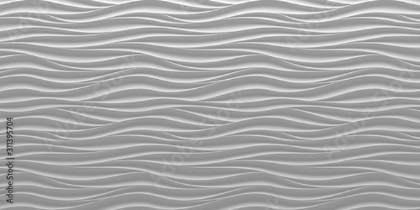Fototapeta Abstract white waves 3d render background