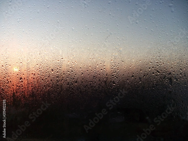 Obraz drops on the window, dawn