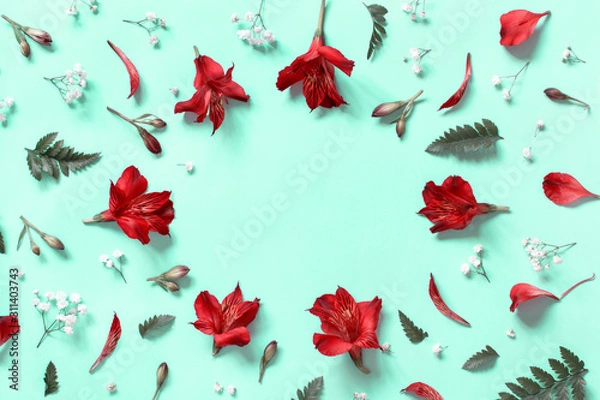 Fototapeta Flowers on a light green background