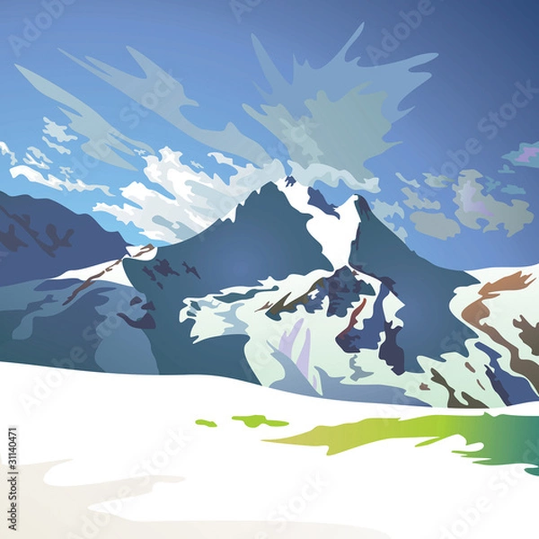 Obraz Mountain landscape vector