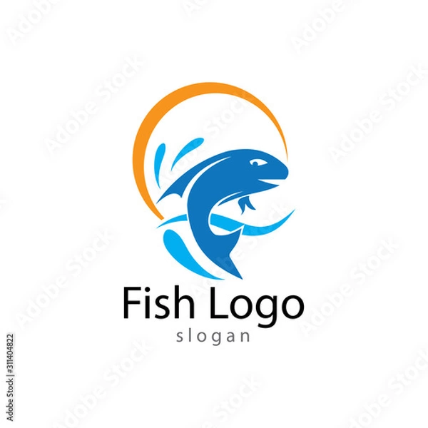 Obraz Fish logo template. Creative vector symbol