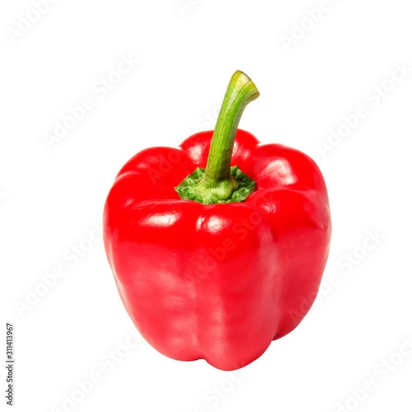 Obraz Red bell peppers on white background