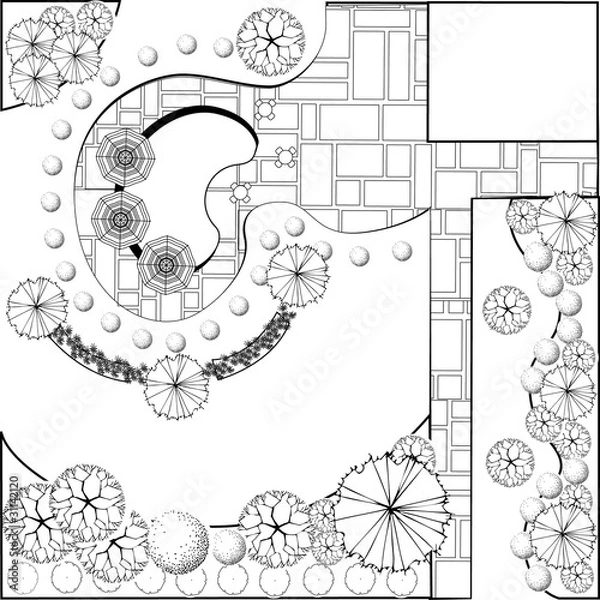 Obraz Garden plan black and white