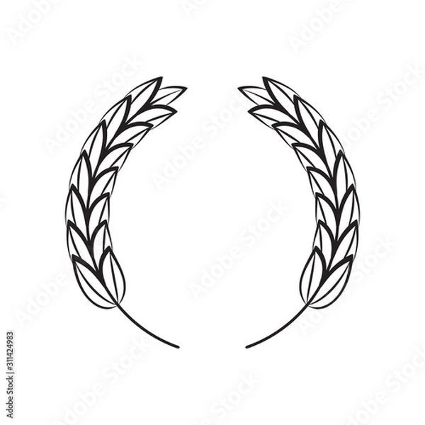 Fototapeta Wreath of ears of wheat, rice. Cereal crops. Winner round emblem Design elements. Vector.