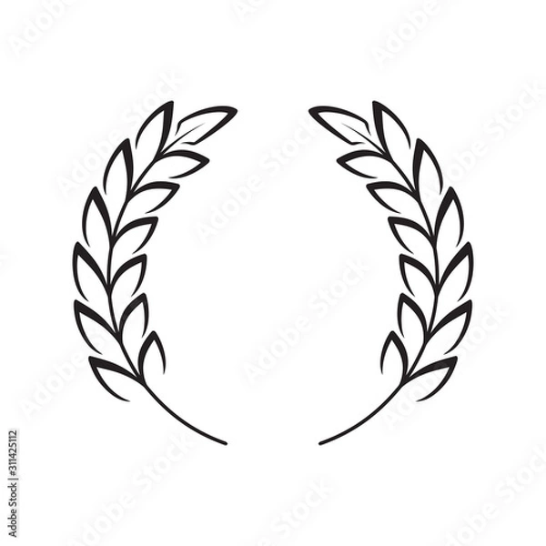Fototapeta Wreath of ears of wheat, rice. Cereal crops. Winner round emblem Design elements. Vector.