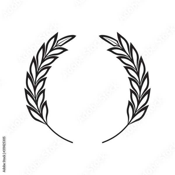 Fototapeta Wreath of ears of wheat, rice. Cereal crops. Winner round emblem Design elements. Vector.
