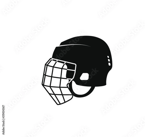 Obraz Ice hockey helmet icon. black hockey symbol. Vector isolated illustration