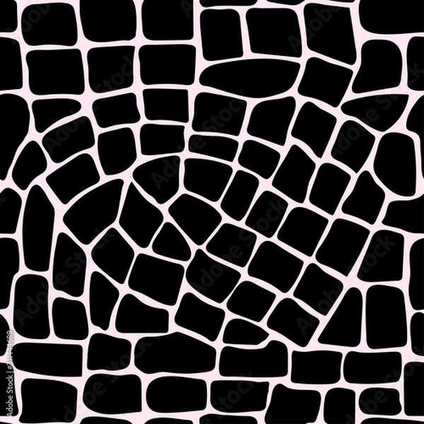 Obraz Seamless pattern with black stones on a pink background. Vector.