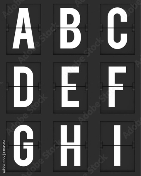 Obraz Set of  letters from mechanical timetable board