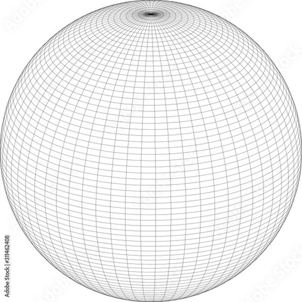 Fototapeta Wireframe sphere globe vector on white background