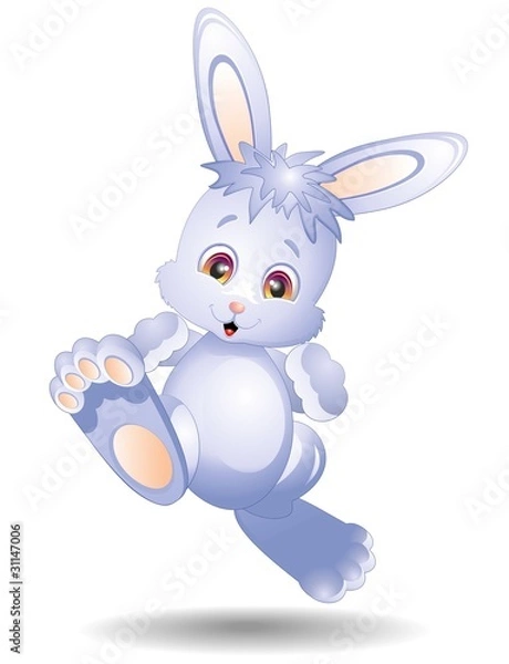 Fototapeta Coniglio Cartoon Corre-Running Little Rabbit-Vector
