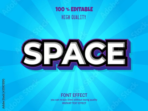 Fototapeta Modern 3d text effect, editable font effect