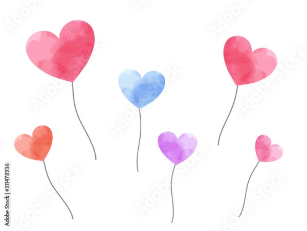 Obraz 水彩風　ハート風船　素材　イラスト