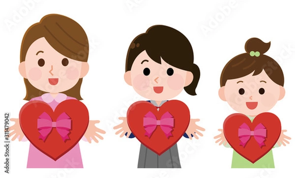 Obraz バレンタイン　チョコを贈る　女子　イラスト