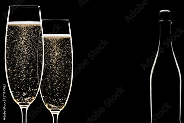 Obraz Backlit champagne flutes