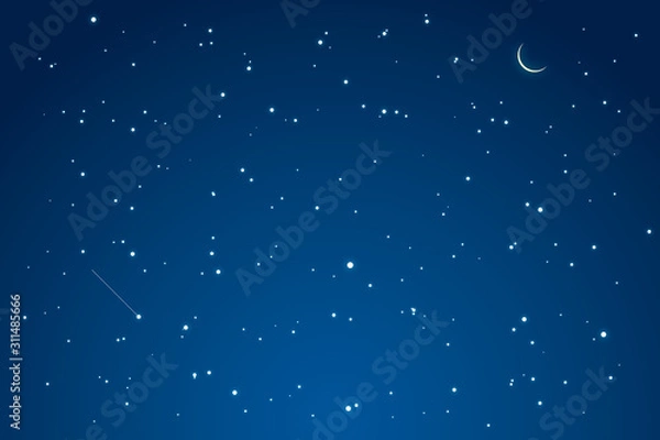 Obraz 星空と三日月01