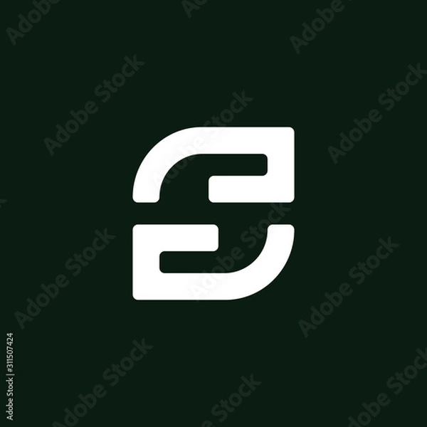 Fototapeta Initial letter S logo template with two hand line art simplicity illustration in flat design monogram symbol