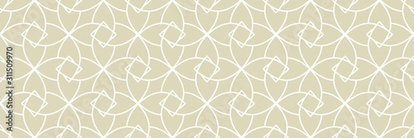 Obraz White arabic seamless pattern on olive green background