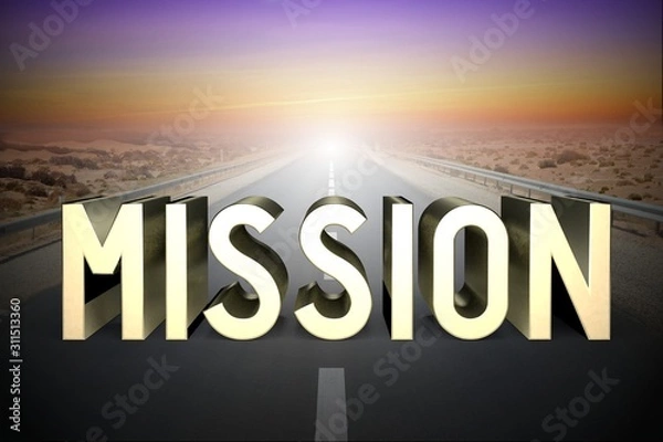 Fototapeta Mission concept, road - 3D rendering