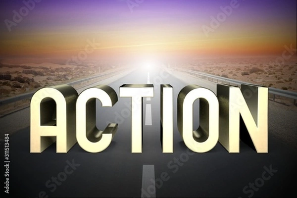 Fototapeta Action concept, road - 3D rendering