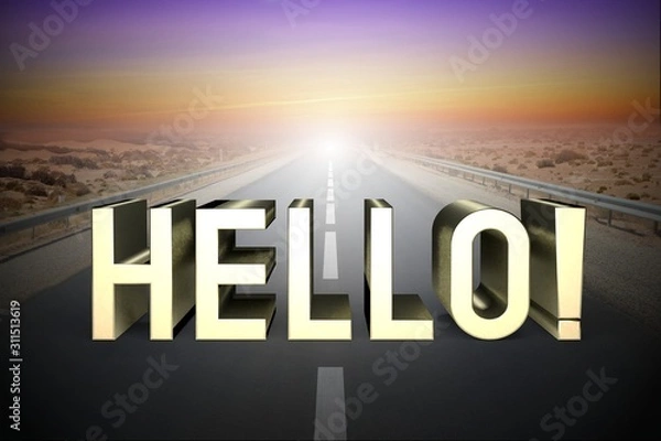 Fototapeta Hello concept, road - 3D rendering