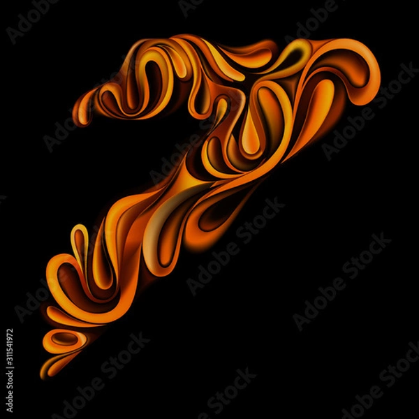 Fototapeta Vector set of numbers in the style of liquid gold.