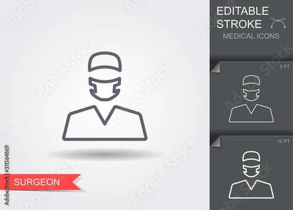 Fototapeta Surgeon. Line icon with editable stroke with shadow