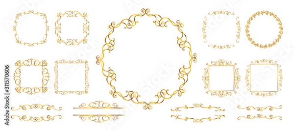 Obraz ゴージャスな金フレームのセット　アンティーク、シック、コピースペース、ラグジュアリー、ビンテージ