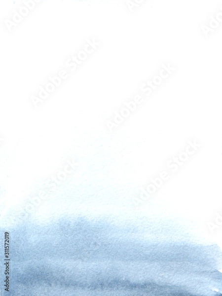 Fototapeta Hand drawn watercolor background. Blue textured gradient. Can be used as backdrop for card, web,texture. Abstract hand painted watercolor Wash. Ombre Background. Blue gradient, sky or sea water effect
