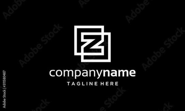 Fototapeta initial letter Z and F with line style logo design template