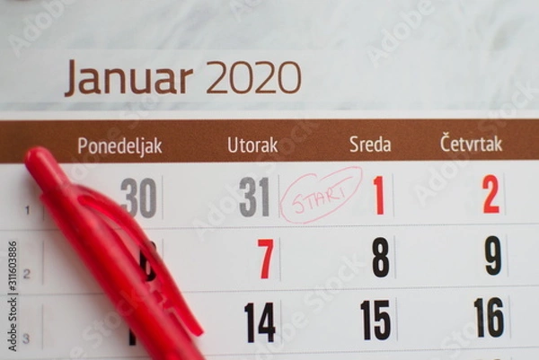 Obraz calendar and pen