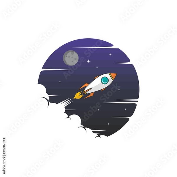 Obraz rocket ship launch space travel theme vector