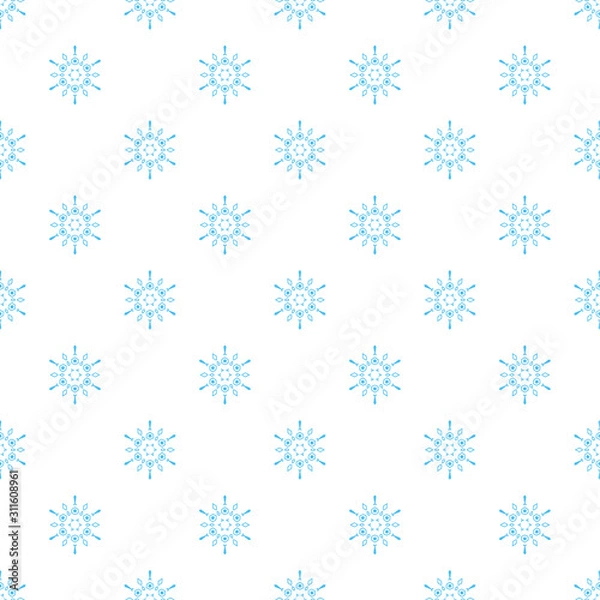 Fototapeta Vector seamless pattern with decorative snowflakes. Winter background.
