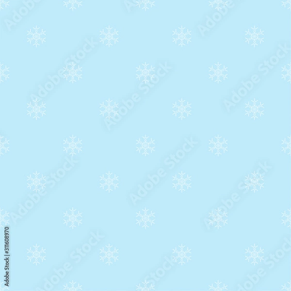 Fototapeta Vector seamless pattern with decorative snowflakes. Winter background.