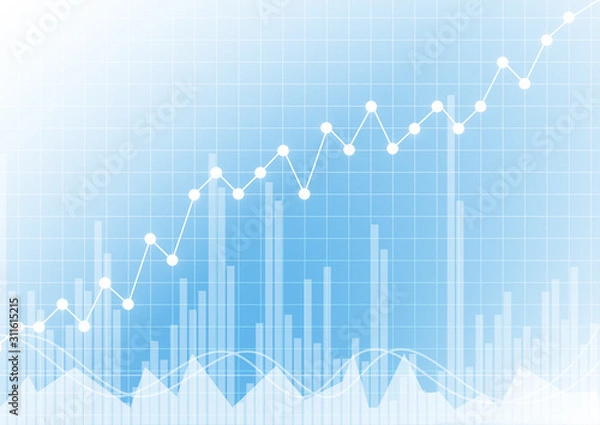 Obraz Vector : Increase business graph on blue background