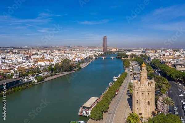 Obraz Aerial view of the Seville tower. Torre del oro