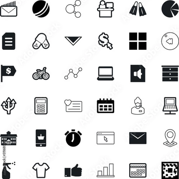 Fototapeta web vector icon set such as: prescription, destination, headset, care, consultant, season, keyboard, recreation, arrows, pills, people, bicycle, adventure, liquid, buttons, variable, blank, eps10