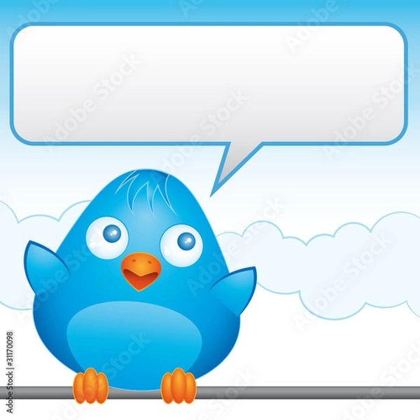 Obraz Blue bird with empty balloon