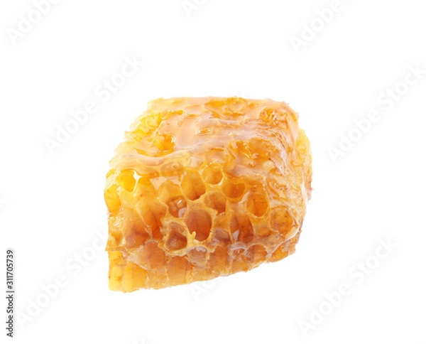 Fototapeta Piece of tasty fresh honeycomb isolated on white