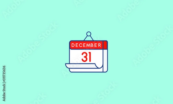 Obraz December 31 flat calendar icon