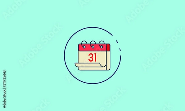 Fototapeta flat calendar icon with the date 31