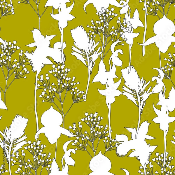 Obraz Seamless tropical pattern with exotic flowers .  Graphic vector background.