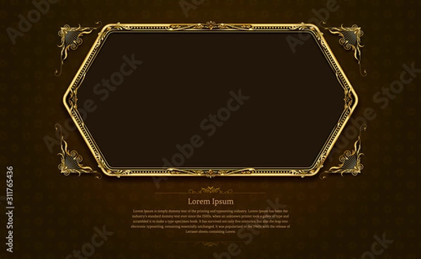 Obraz gold frame circle border picture and pattern gold thai art Thai art