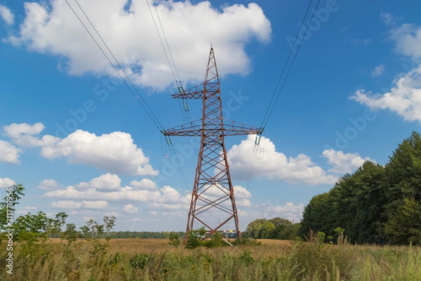 Obraz High-voltage power line, steel engineering structure