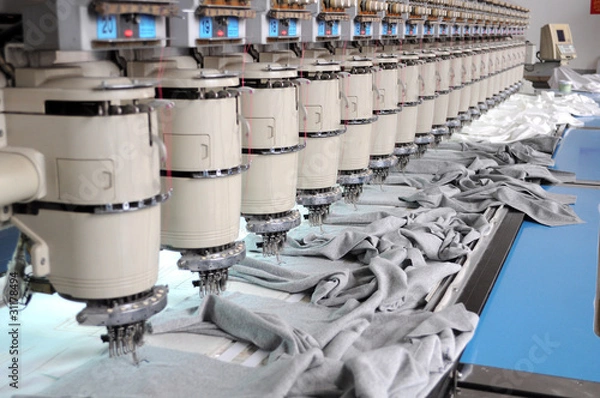 Fototapeta Textile equipment in the workshop